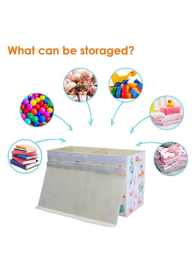 Decalsweet - Toy Box Chest with Flip-Top Lid for Kids, Large Collapsible Oxford Toy Storage Box with Handles for Girls, Waterproof Sturdy Dustproof Toy Box for Bedroom Playroom, 25.5×11.8×15.7 Inch (Mermaid) - Image 1