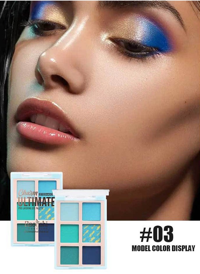 Baolishi 6 Shades Of Eye Shadow Palettes, Makeup Eye Shadow Palettes Blue Eye Shadow Eye Green Shadow Waterproof Long Lasting Natural Mixing Pigment Makeup  - Image 2