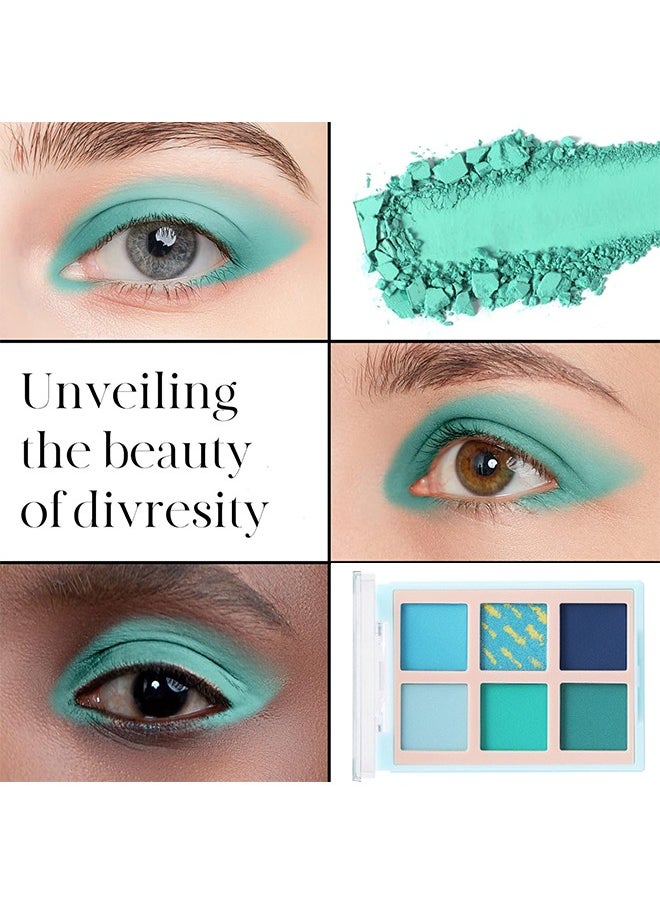 Baolishi 6 Shades Of Eye Shadow Palettes, Makeup Eye Shadow Palettes Blue Eye Shadow Eye Green Shadow Waterproof Long Lasting Natural Mixing Pigment Makeup  - Image 4