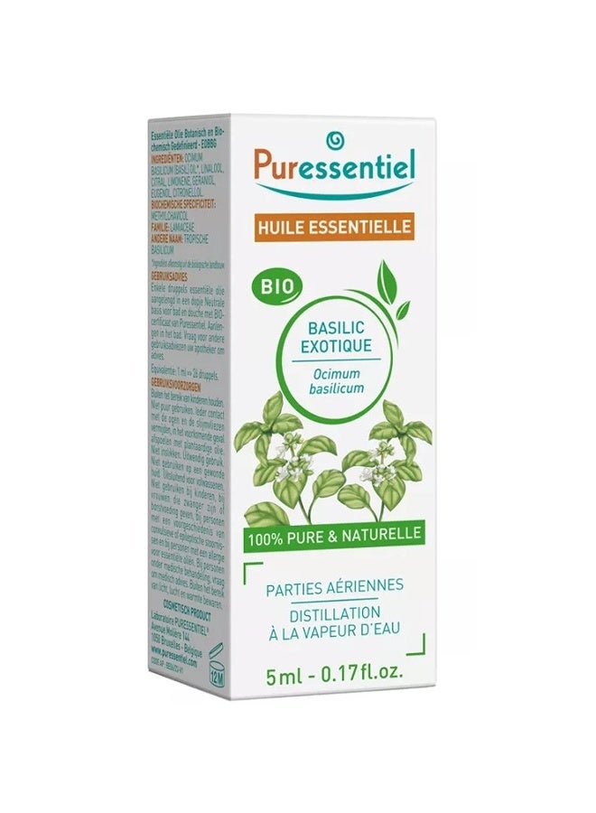 Puressentiel Bio Basil Essential Oil 5ml | 100% Pure & Natural | Aromatherapy & Stress Relief, 0.17 fl oz - Image 3