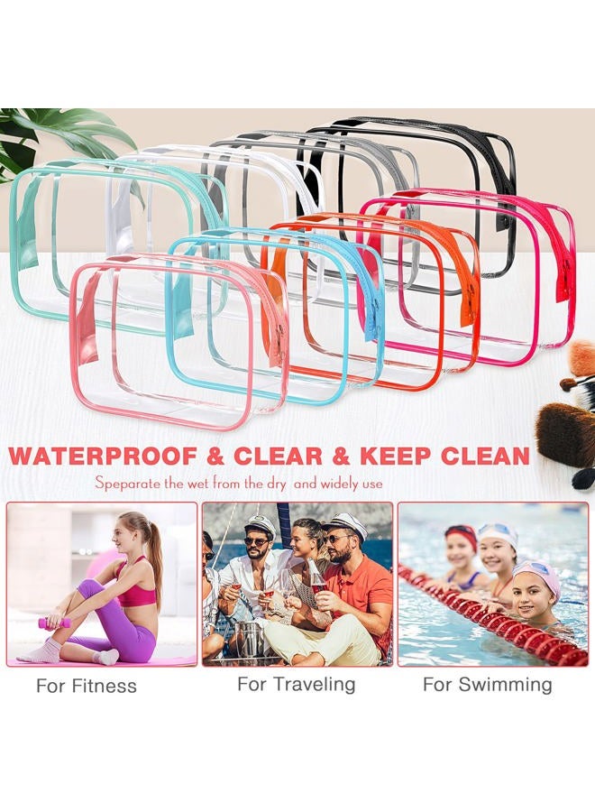 Reginary 16 Pack Clear Cosmetic Bag, Transparent Toiletry Bag Travel Pouch with Zipper Waterproof PVC Plastic Organizer Case for Women Men Traveling Vacation Organization Business Trip Home, 8 Colors - Image 4