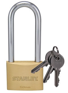 Stanley Stanley Padlock Brass 50mm long Shackle with 3 Keys  - Image 1