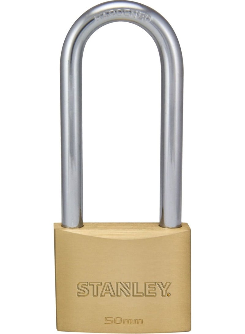 Stanley Padlock Brass 50mm long Shackle with 3 Keys - Image 3