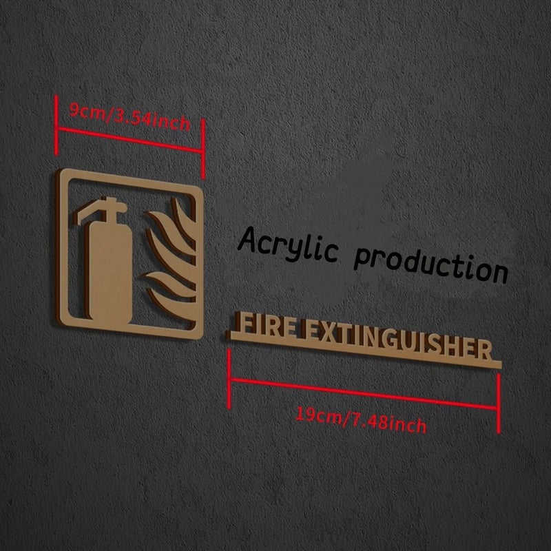 Self Adhesive Acrylic Golden Fire Extinguisher Sign 7.48x3.54 Inch Easy Peel And Stick Installation Suitable For Home Office Hotel Mall Public Spaces Indoor Outdoor Use - Image 3