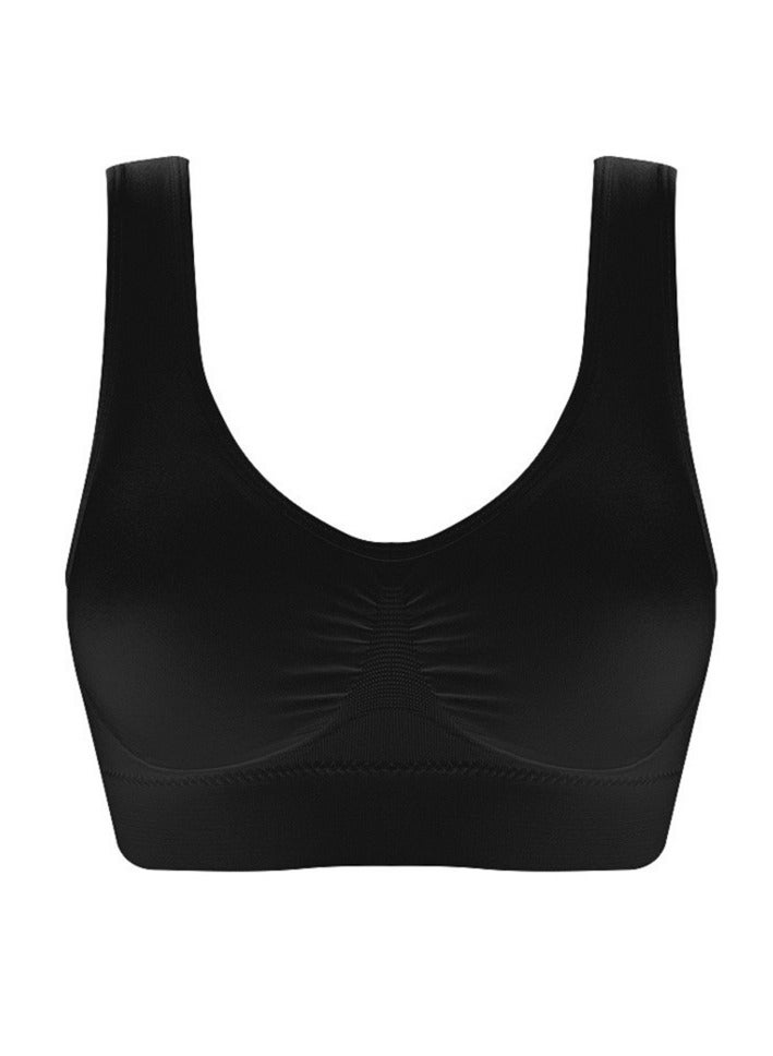 AROAQ Women Sports Bra, Fitness Sports Yoga Bra with Removable Padding,  Double-layer Seamless  Sports Bra without Rims, Comfortable Soft Bra for Workouts Running Yoga Trainings, (Size 4XL, Black)  - Image 1