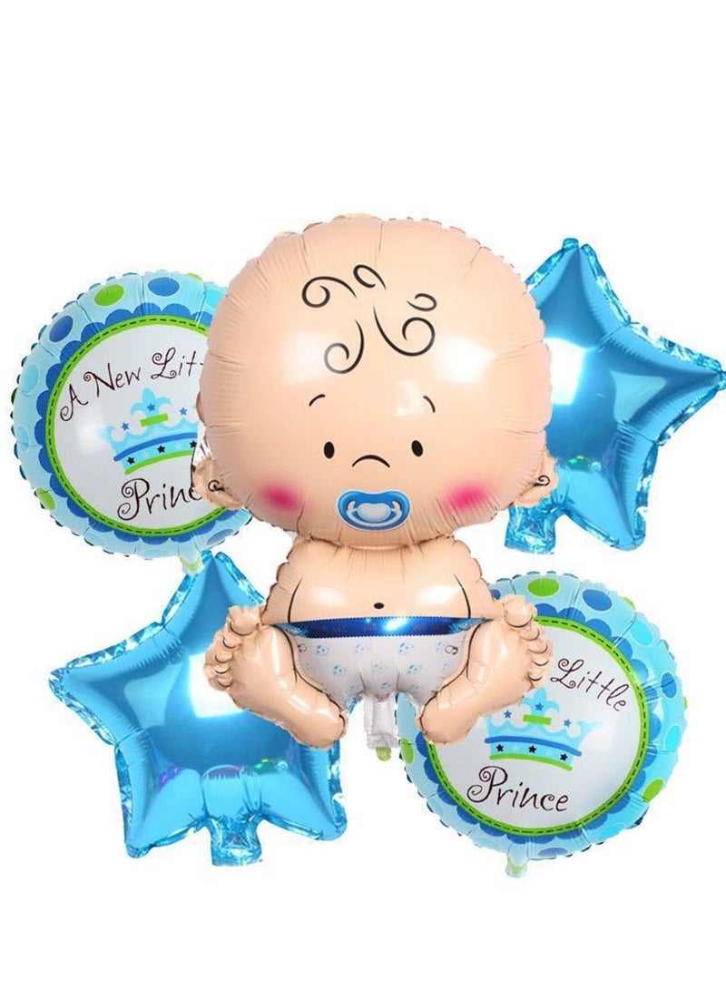 5 قطع من بالونات الحفلات باللون الأزرق الفاتح، بالونات صغيرة من رقائق معدنية لحفلات استقبال المولود، ديكور حفلات أعياد الميلاد - Image 1