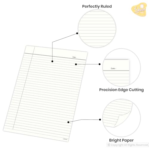 Lakeer A4 Single Side Ruled Paper - 100 GSM Thick Paper, Pack of 100 Sheets | Ideal for Projects, Assignments, Practicals, and Homework (Ivory) - Image 4
