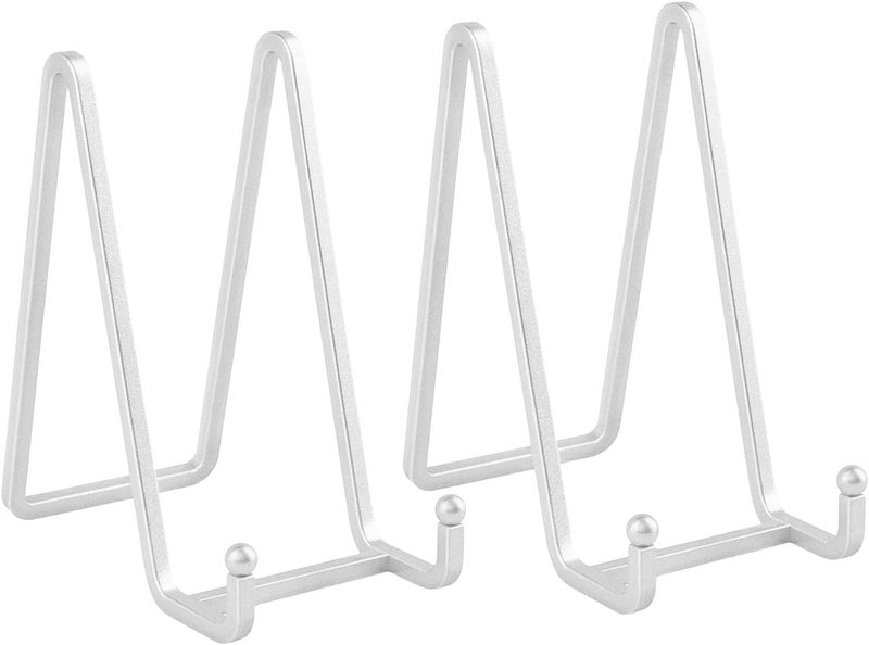 2Pcs Silver Iron Easel Display Stands Minimalist Decor Accessory 3 Inches - Image 1
