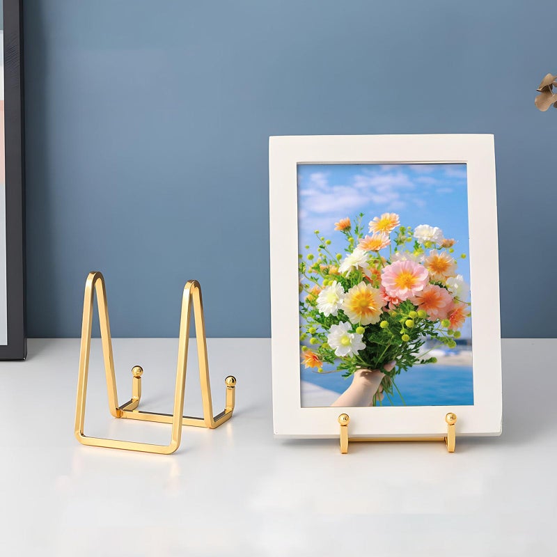 2Pcs Silver Iron Easel Display Stands Minimalist Decor Accessory 3 Inches - Image 5