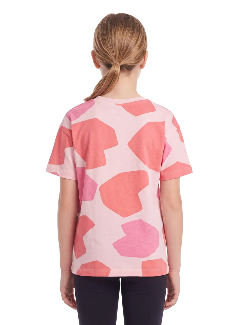 Trucare The Smurfs All-Over Print Graphic T-Shirt for Girls | Logo Print Casual Crew Neck Tee