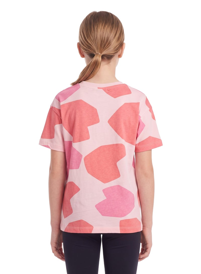 Trucare The Smurfs All-Over Print Graphic T-Shirt for Girls | Logo Print Casual Crew Neck Tee - Image 2