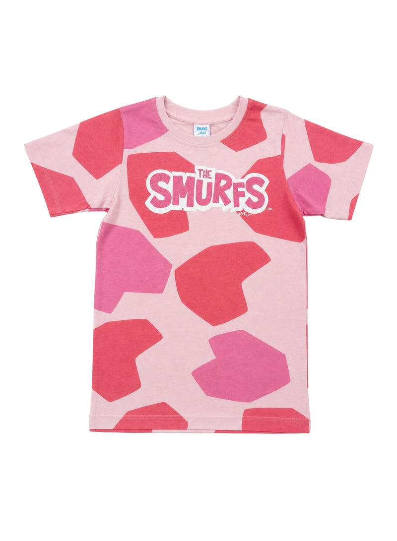 Trucare The Smurfs All-Over Print Graphic T-Shirt for Girls | Logo Print Casual Crew Neck Tee - Image 5