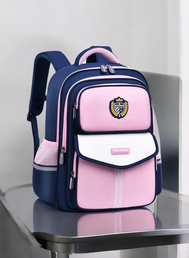 حقيبة ظهر مدرسية مريحة لحماية العمود الفقري لطلاب المرحلة الابتدائية، خفيفة الوزن، سعة كبيرة، 4 أقسام، سحابات ناعمة، متينة ومريحة للأولاد والبنات (38x25.8x14 سم)