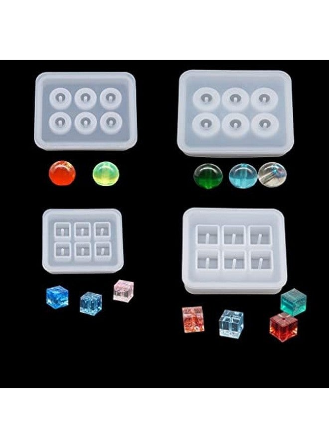 Artool ARTOOL Round and Square Beads Resin Art Mold Decorative DIY Multipurpose Gemstone Bracelet Necklace Art and Craft Making Tool Epoxy Resin Art Mould Set of 4 DD78
