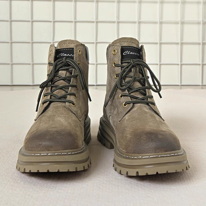 Big Yellow Boots, Martin Boots, Spring Outdoor Genuine Leather Boots, Indestructible, Height-Increasing, Versatile, Thick-Soled Workwear Shoes For Men And Women, Trendy - Image 3