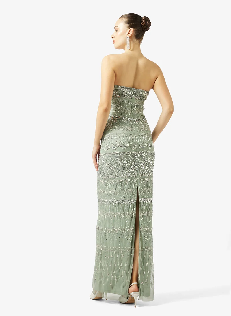 Namshi x Bandeau Bead Embellished Evening Gown