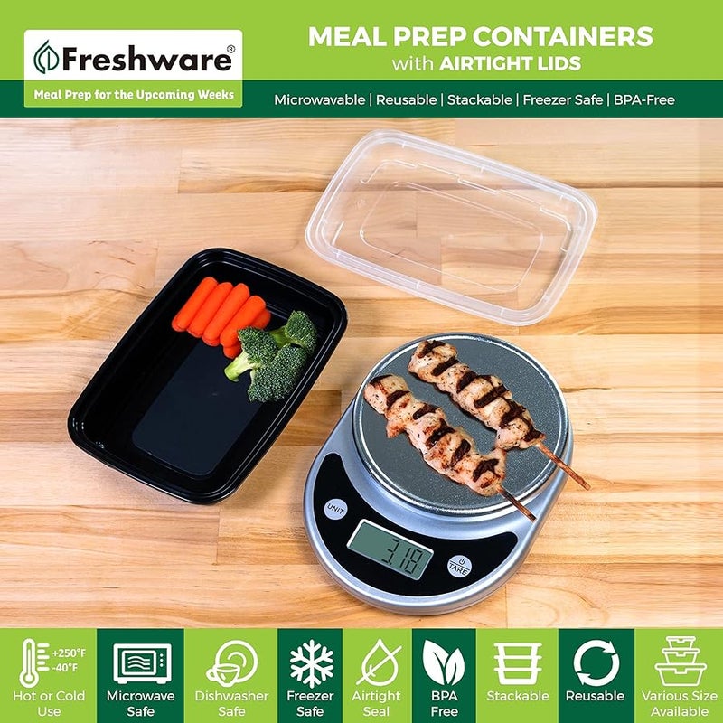 Freshware Meal Prep Containers 【50 Pack】 1 Compartment Food Storage Containers with Lids, Bento Box, BPA Free, Stackable, Microwave/Dishwasher/Freezer Safe (16 oz) - Image 2