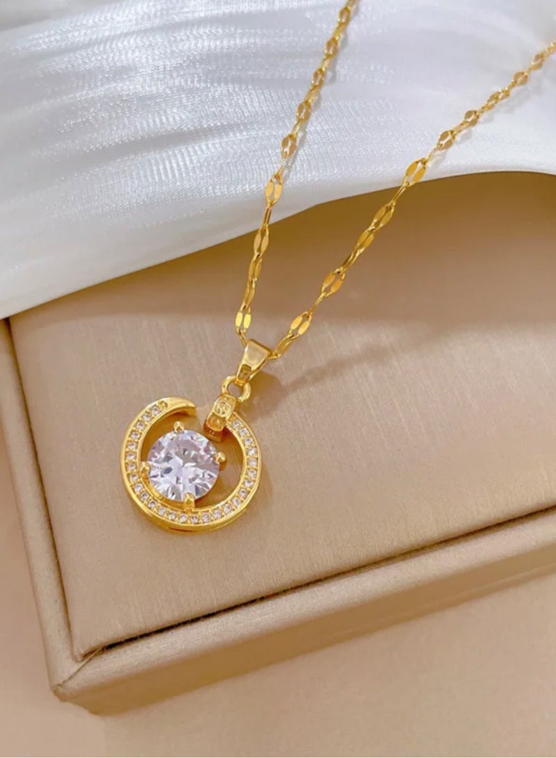 Elegance Trendy Stainless Steel Gold Plated Necklace For Women - Image 4