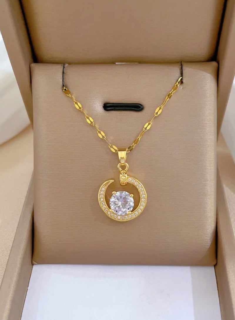 Elegance Trendy Stainless Steel Gold Plated Necklace For Women - Image 3