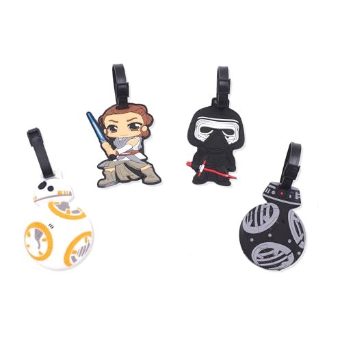 Finex 4 Pcs Set Star BB8 Jedi Soldiers Silicone Travel Luggage Baggage Identification Labels ID Tag for Bag Suitcase Plane Cruise Ships with Belt Strap - Image 1