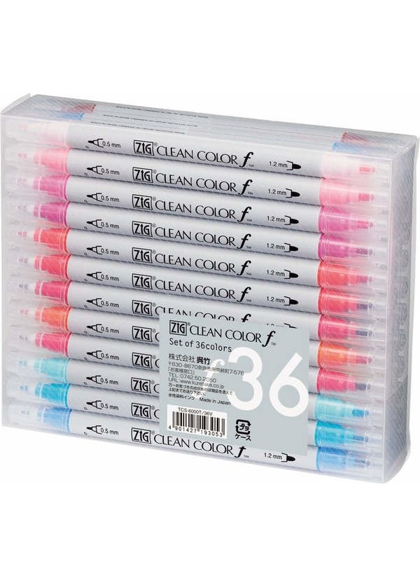 Zig Clean Color F Double Tip Pen Set 36 Colors 