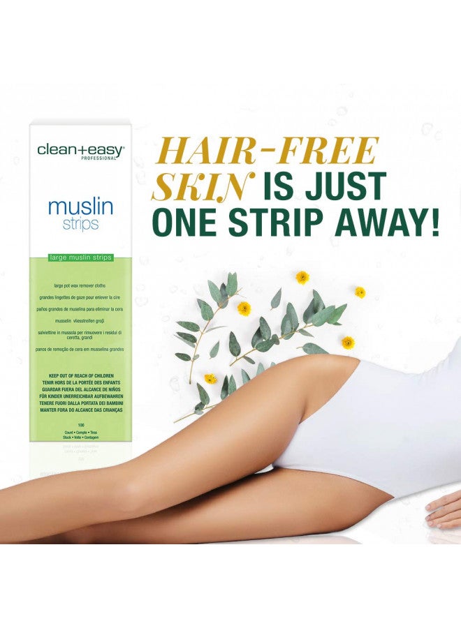 Clean + Easy Muslin Waxing Strips Large Leg 100 Count - Image 2
