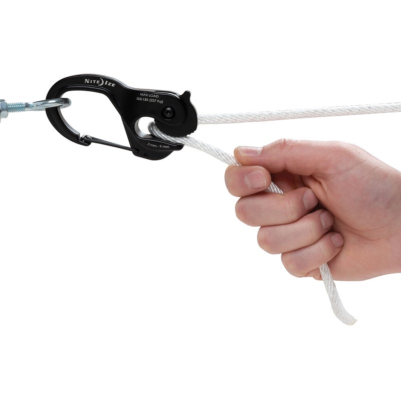 Nite Ize CamJam XT Aluminum Rope Tightener - Versatile Tie Down Cam Mechanism with Carabiner Clip - Secure Hiking Gear Essential - Rope Tie Down Accessory - Black/White - Image 3