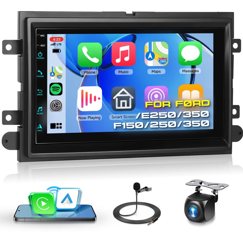 Podofo 2G64G Car Radio for Ford F150F250F350E250E350 Edge Fusion Explorer with Wireless Carplay Android Auto 7 inch HD Touch Screen Car Stereo with BluetoothGPSWiFiFMSWCUSBHD Backup Camera - Image 2
