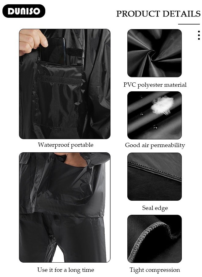 DUNISO - Men's Raincoat Set,Waterproof Rain Gear for Motorcycle Riding Reflective Raincoat Set Fashionable Split Raincoat Outdoor Delivery Raincoat Motorcycle Rain Jacket Rainproof Rain Suit - Image 1