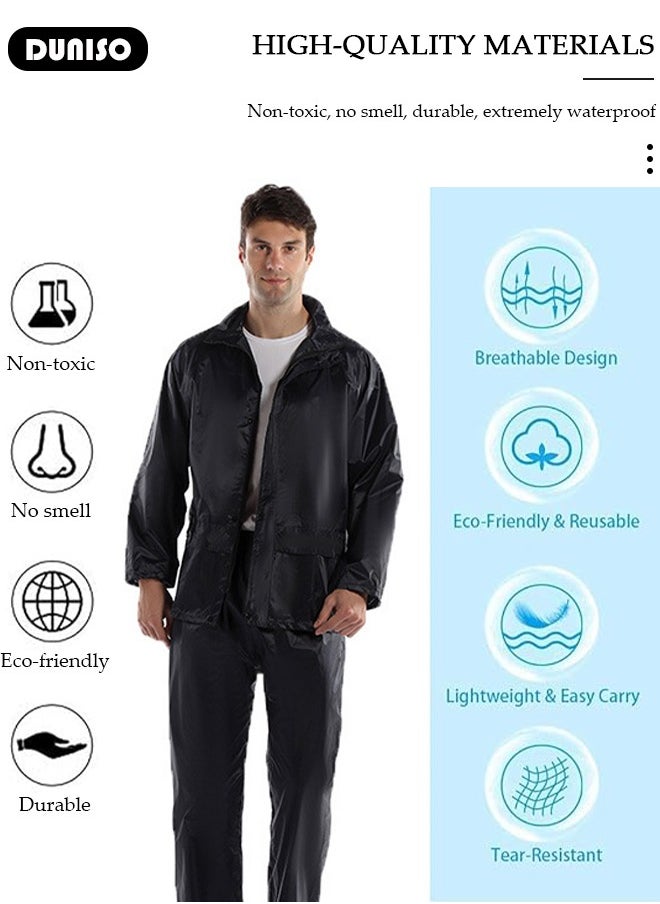 DUNISO - Men's Raincoat Set,Waterproof Rain Gear for Motorcycle Riding Reflective Raincoat Set Fashionable Split Raincoat Outdoor Delivery Raincoat Motorcycle Rain Jacket Rainproof Rain Suit - Image 1