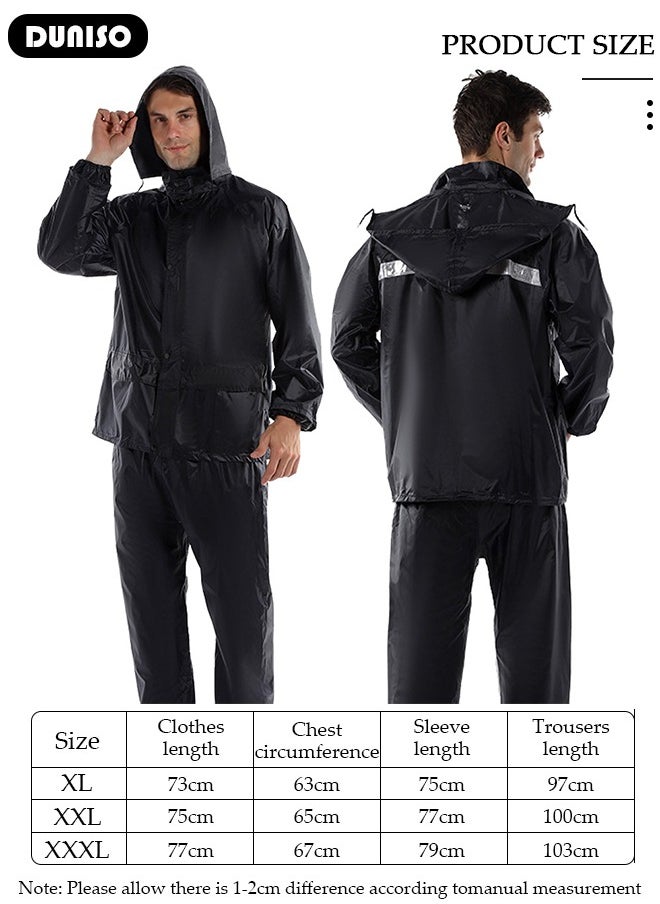 DUNISO - Men's Raincoat Set,Waterproof Rain Gear for Motorcycle Riding Reflective Raincoat Set Fashionable Split Raincoat Outdoor Delivery Raincoat Motorcycle Rain Jacket Rainproof Rain Suit - Image 1
