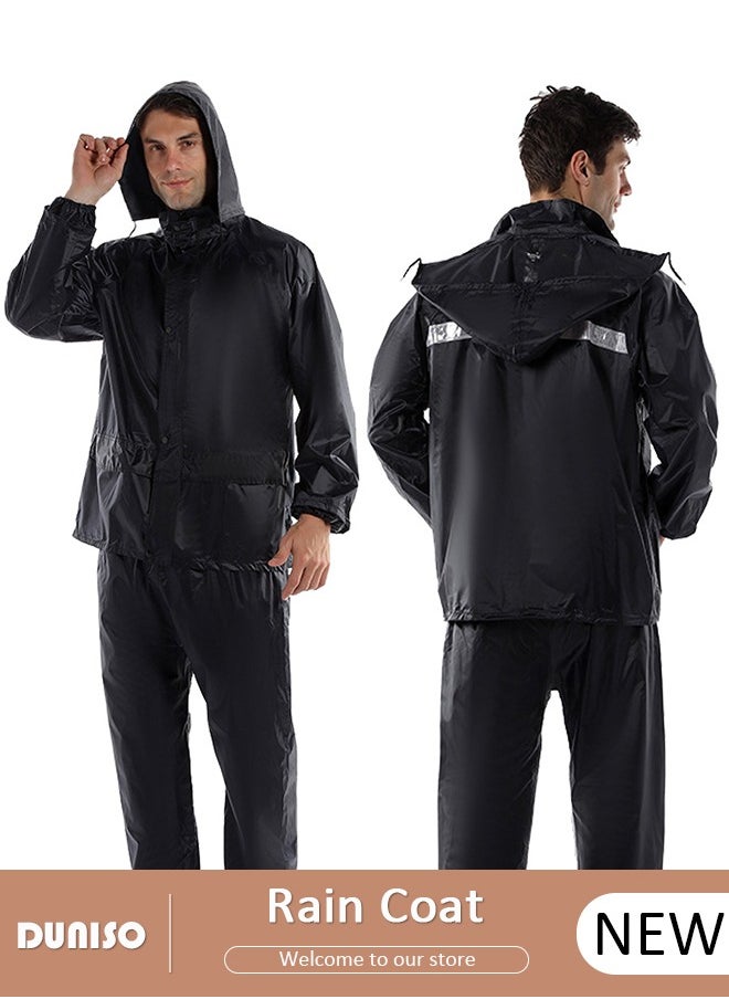 DUNISO - Men's Raincoat Set,Waterproof Rain Gear for Motorcycle Riding Reflective Raincoat Set Fashionable Split Raincoat Outdoor Delivery Raincoat Motorcycle Rain Jacket Rainproof Rain Suit - Image 1