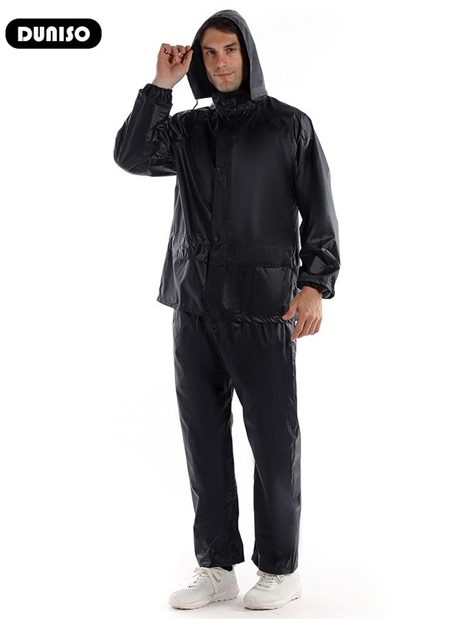 DUNISO - Men's Raincoat Set,Waterproof Rain Gear for Motorcycle Riding Reflective Raincoat Set Fashionable Split Raincoat Outdoor Delivery Raincoat Motorcycle Rain Jacket Rainproof Rain Suit - Image 1