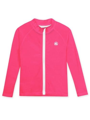 AOBUTE Uv Shirt for Kid Boy Zip Rash Guard Long Sleeve UPF 50+ Sun Protection Clothing with Thumb Holes Pink 5-6 Years - Image 4