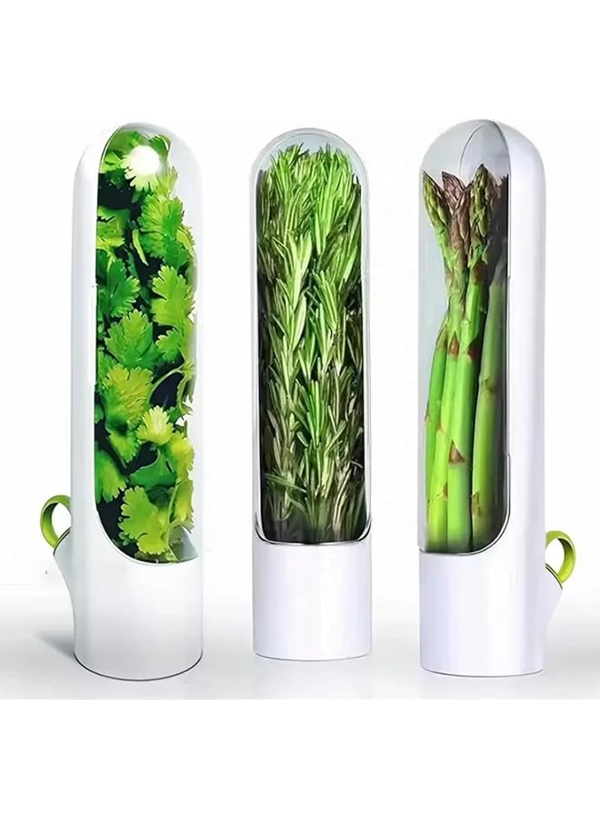 Green Tiger Herb Saver for Refrigerator Fresh Herb Keeper Storage Container with Herb Cutter Extends Freshness of Cilantro Mint Parsley Asparagus&Greens for 2-3 Weeks Preservation Bottle (25 * 6.5cm) - Image 1