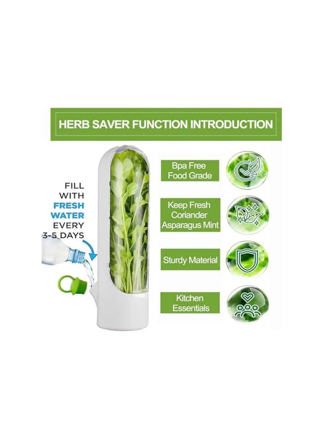 Green Tiger Herb Saver for Refrigerator Fresh Herb Keeper Storage Container with Herb Cutter Extends Freshness of Cilantro Mint Parsley Asparagus&Greens for 2-3 Weeks Preservation Bottle (25 * 6.5cm) - Image 5