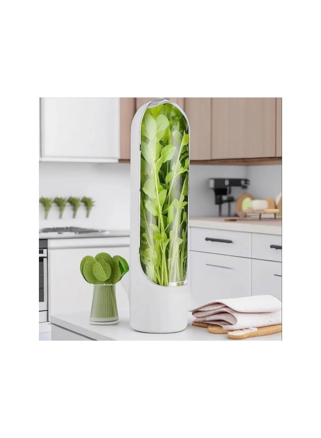 Green Tiger Herb Saver for Refrigerator Fresh Herb Keeper Storage Container with Herb Cutter Extends Freshness of Cilantro Mint Parsley Asparagus&Greens for 2-3 Weeks Preservation Bottle (25 * 6.5cm) - Image 2