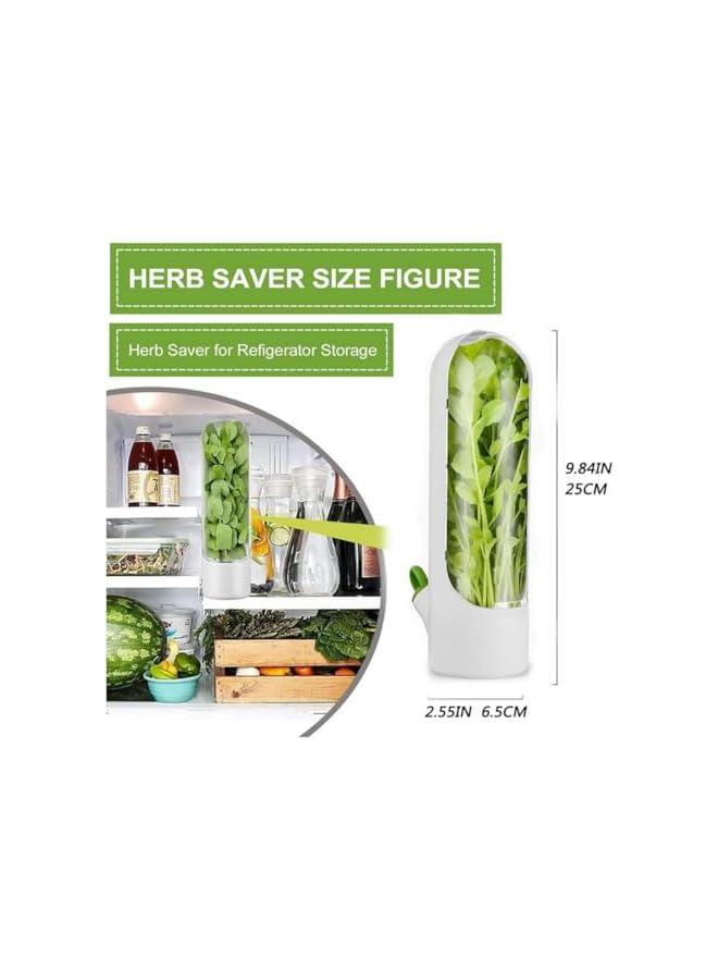 Green Tiger Herb Saver for Refrigerator Fresh Herb Keeper Storage Container with Herb Cutter Extends Freshness of Cilantro Mint Parsley Asparagus&Greens for 2-3 Weeks Preservation Bottle (25 * 6.5cm) - Image 4