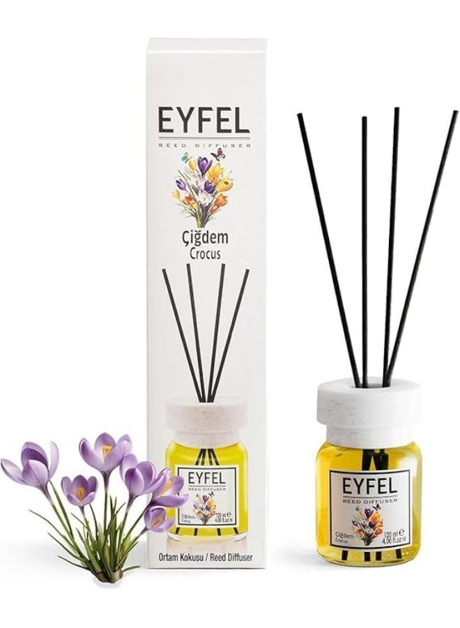 EYFEL معطر هواء إييفل كروكوس، 120 مل (4.05 أونصة سائلة) | رائحة زهرية فاخرة وطويلة الأمد | ديكور أنيق للمنزل والمكتب - Image 1