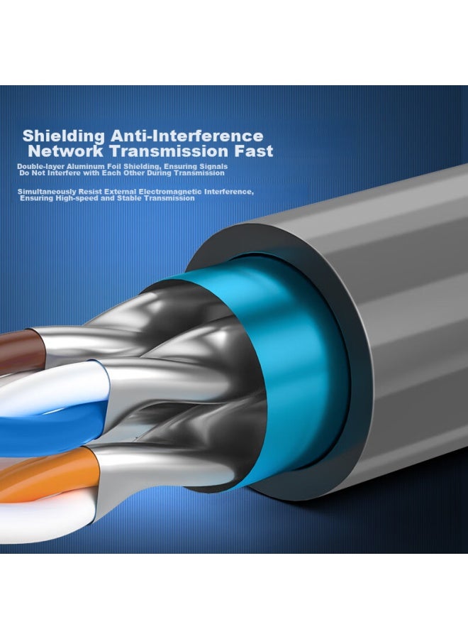 CHOSEAL Akihabara Cat6a Double-shielded Network Cable, 10 Gigabit Anti-interference Low Attenuation Pure Copper, Engineering And Home Installation Network Broadband Cable, Gray, 50 Meters, Qs2669at50s - Image 4