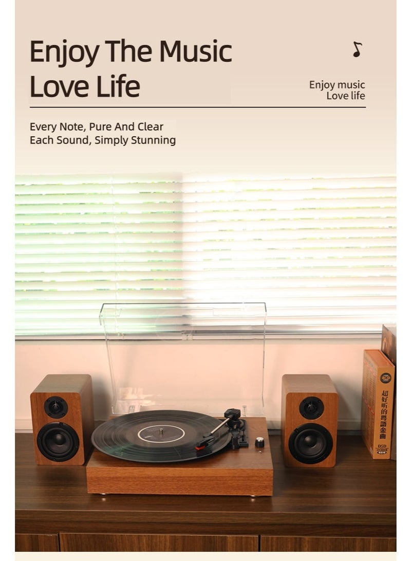 FlashHawk Vinyl Record Player with Speaker - 3 Speed Bluetooth And USB SD Port Turntable HiFi System with Bookshelf Speakers, Vinyl Record Player with Magnetic Cartridge, Wireless Playback and Auto Of - Image 4