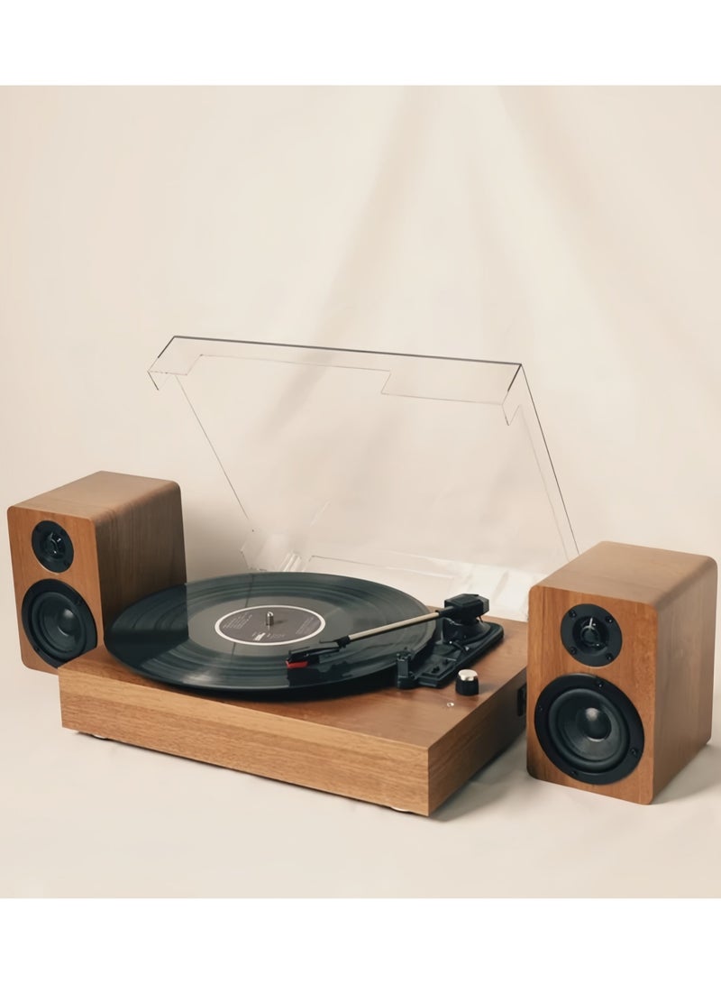 FlashHawk Vinyl Record Player with Speaker - 3 Speed Bluetooth And USB SD Port Turntable HiFi System with Bookshelf Speakers, Vinyl Record Player with Magnetic Cartridge, Wireless Playback and Auto Of - Image 1