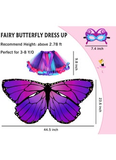 Excefore Butterfly Wings for Girls, Butterfly Costume for Party Kids Fairy Wing Dress with Mask and Antenna Headband  - Image 4