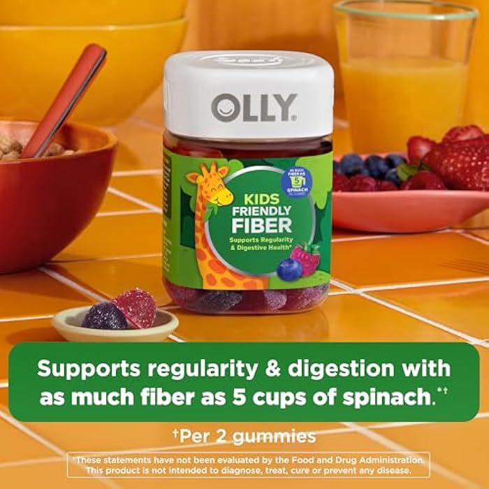 OLLY Kids Friendly Fiber Gummy, Digestion Support,* 3g Prebiotic Fiber FOS, Kids Chewable Supplement, Berry Brilliant Flavored, 25 Day Supply - 50 Count - Image 2