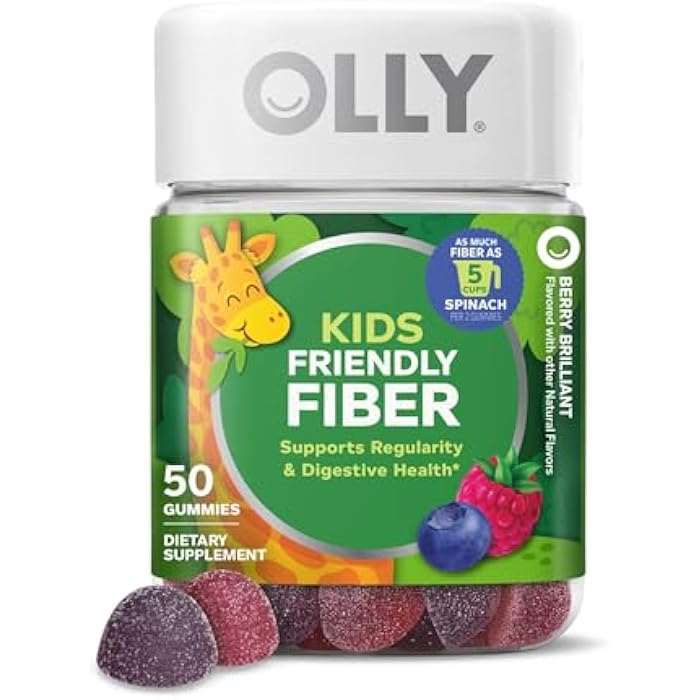 OLLY Kids Friendly Fiber Gummy, Digestion Support,* 3g Prebiotic Fiber FOS, Kids Chewable Supplement, Berry Brilliant Flavored, 25 Day Supply - 50 Count - Image 1