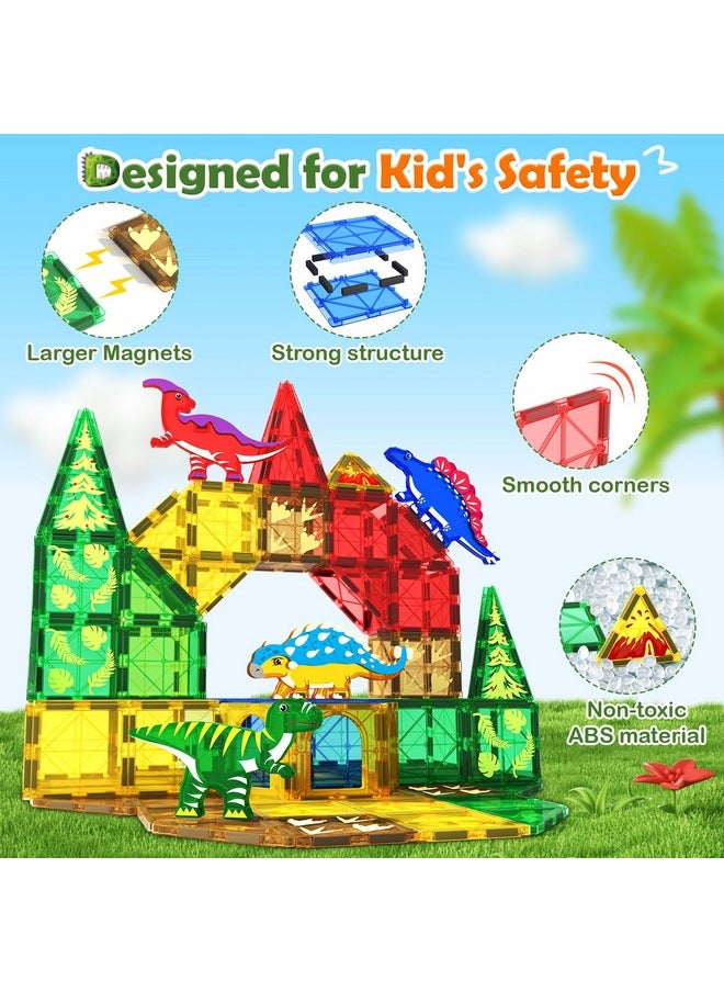 Coodoo Dinosaur Toys Magnetic Tiles Jurassic Scenes Dinosaur World, Magnetic Blocks STEM Sensory Toddler Kids Games, Creative Toys Gifts for 3+ Years Old Boys Girls for Kids 3-5 5-7  - Image 2