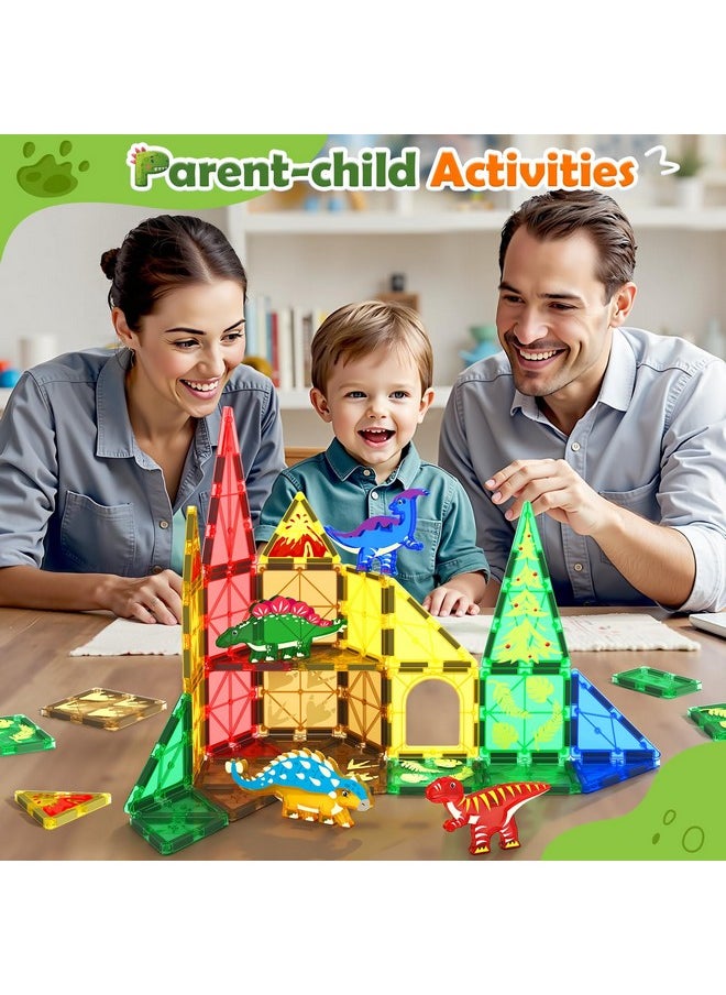 Coodoo Dinosaur Toys Magnetic Tiles Jurassic Scenes Dinosaur World, Magnetic Blocks STEM Sensory Toddler Kids Games, Creative Toys Gifts for 3+ Years Old Boys Girls for Kids 3-5 5-7  - Image 4