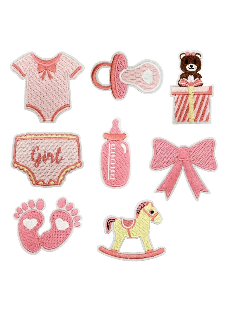 8PCS Baby Iron on Patches, Cartoon Infant Pacifier Bottle Embroidered Patches for Clothes, Custom Gift Footprint Applique , Hats, Jeans, Jackets, Bags, Backpacks, Dress - Image 1
