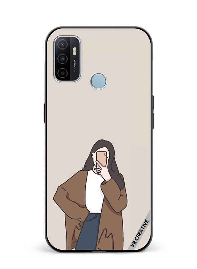 VR CREATIVE Protective Case Cover For Oppo A53 Minimilist Girl Design Multicolour - Image 1
