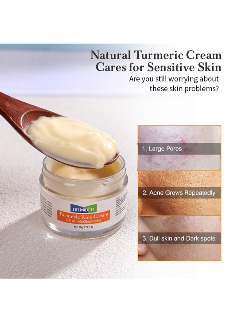 DR.MIDER - Turmeric Face Cream Moisturizing Skin Brightening with Natural Turmeric, Dark Spot Remover for Face and Body, Turmeric Cleanses the Skin, Fights Acne, Anti-Aging and Evens Tone - Image 1